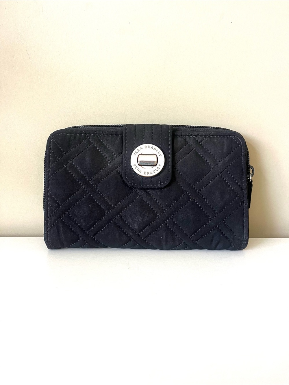 Vera Bradley Black Quilted Turn-Lock Wallet with RFID Identity Protect